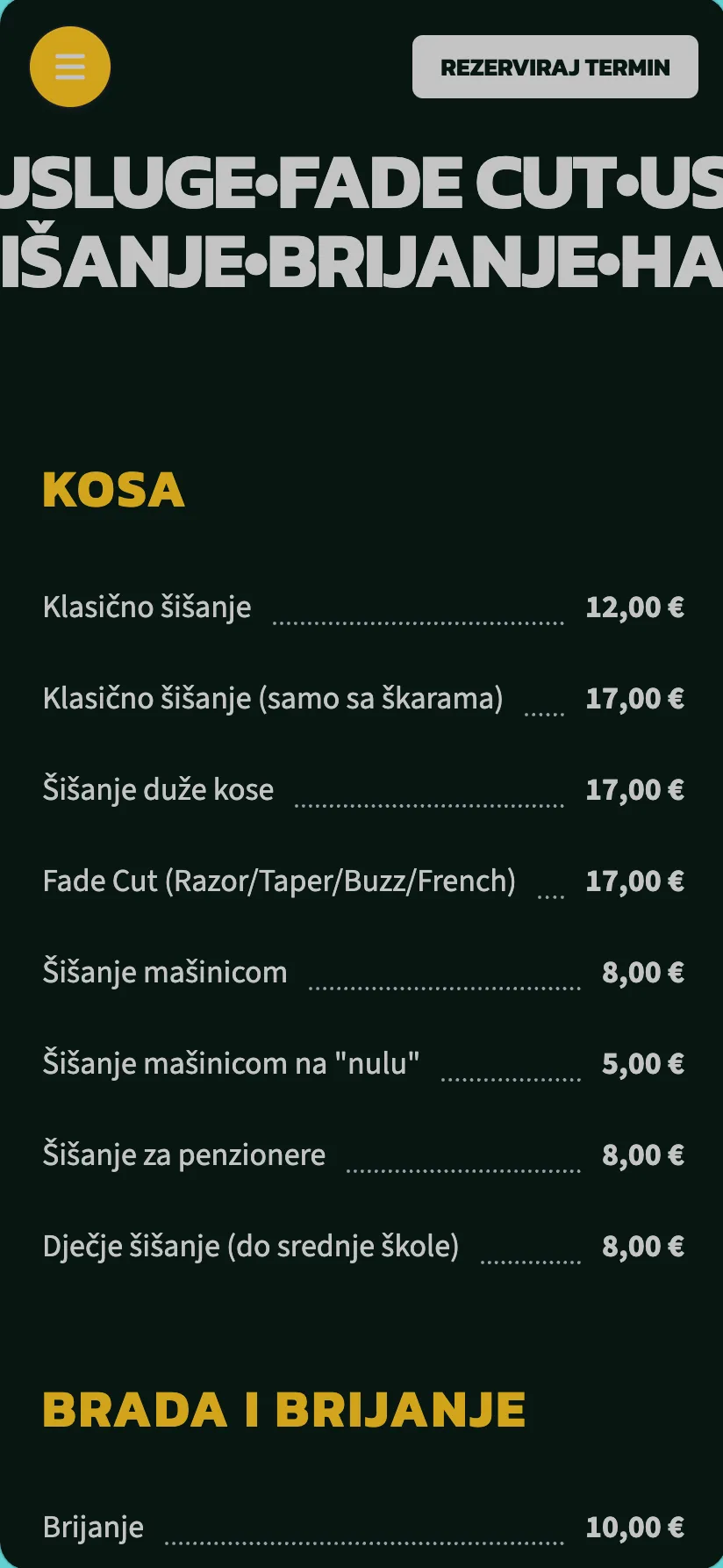 Brico i Seka Barbershop website